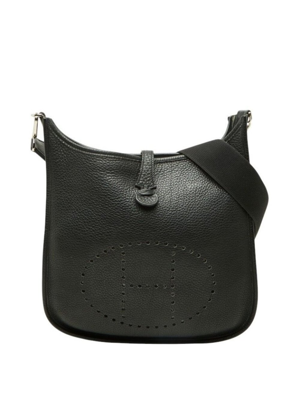 Hermes Evelyne PM Shoulder Bag Black Silver Taurillon Clemence